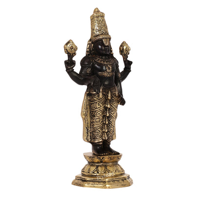 Exquisite Black & Gold Brass Tirupati Balaji Statue | 12" Height | Divine Elegance