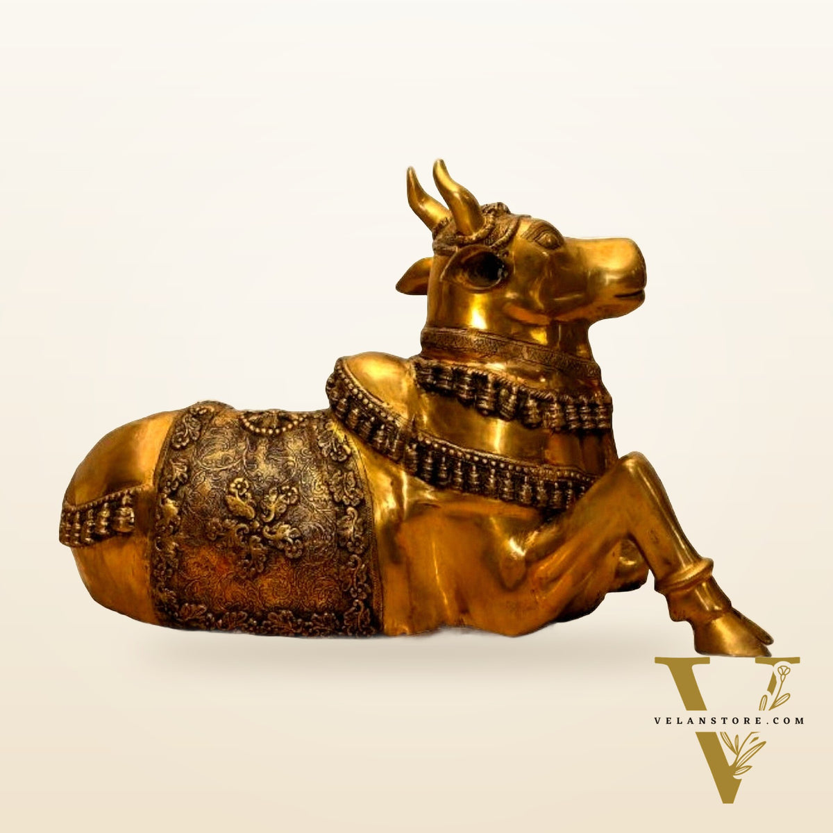 Exquisite Brass Antique Large Nandi Sculpture 35"