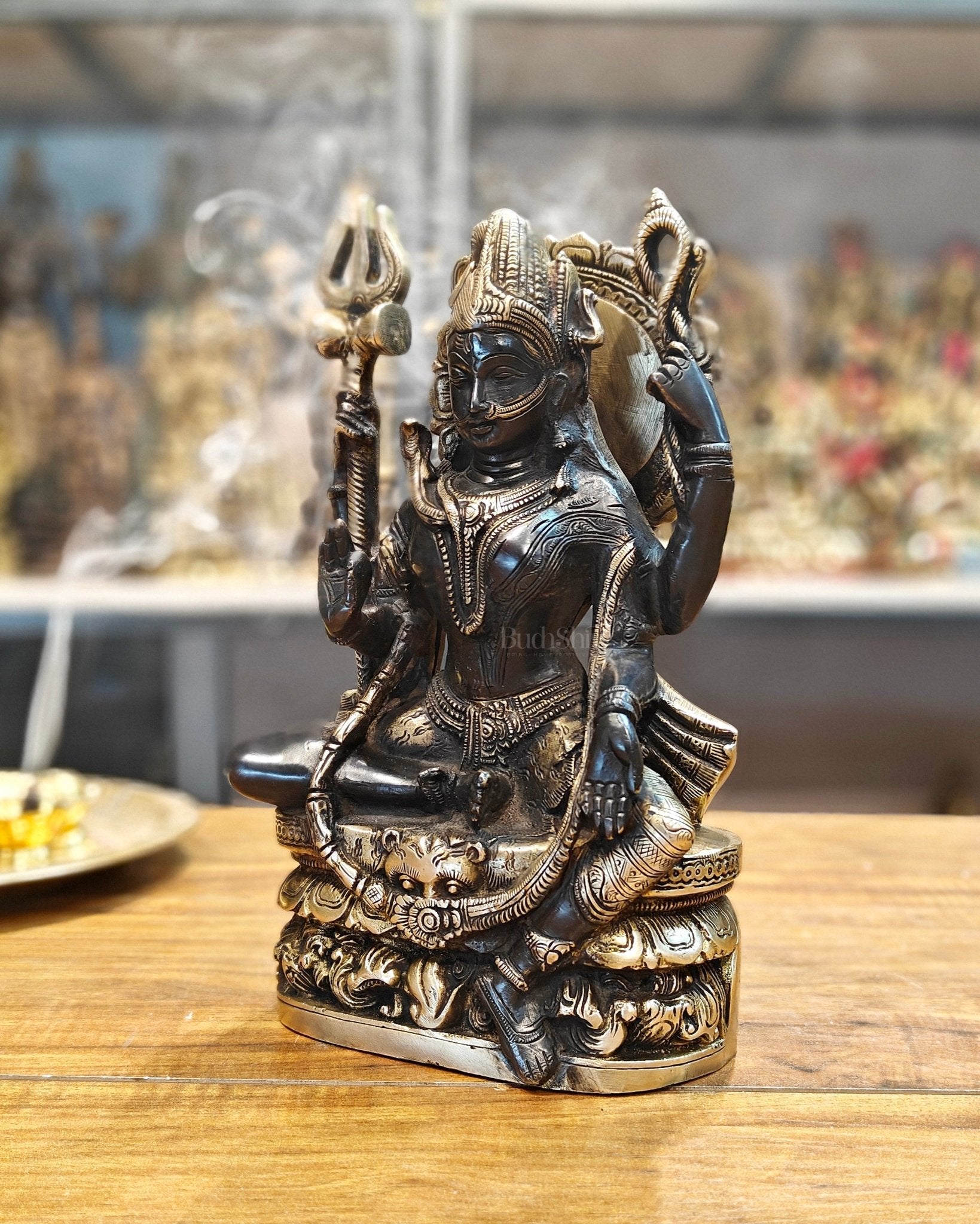 Brass Ardhanarishwara Statue - Lord Shiva and Goddess Parvati Sculpture - 9.5 inch