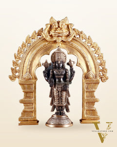 Exquisite Brass Black Tirupati Balaji Idol with Prabhavali arch Set 17"
