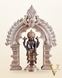 Exquisite Brass Black Tirupati Balaji Idol with Prabhavali arch Set 17"