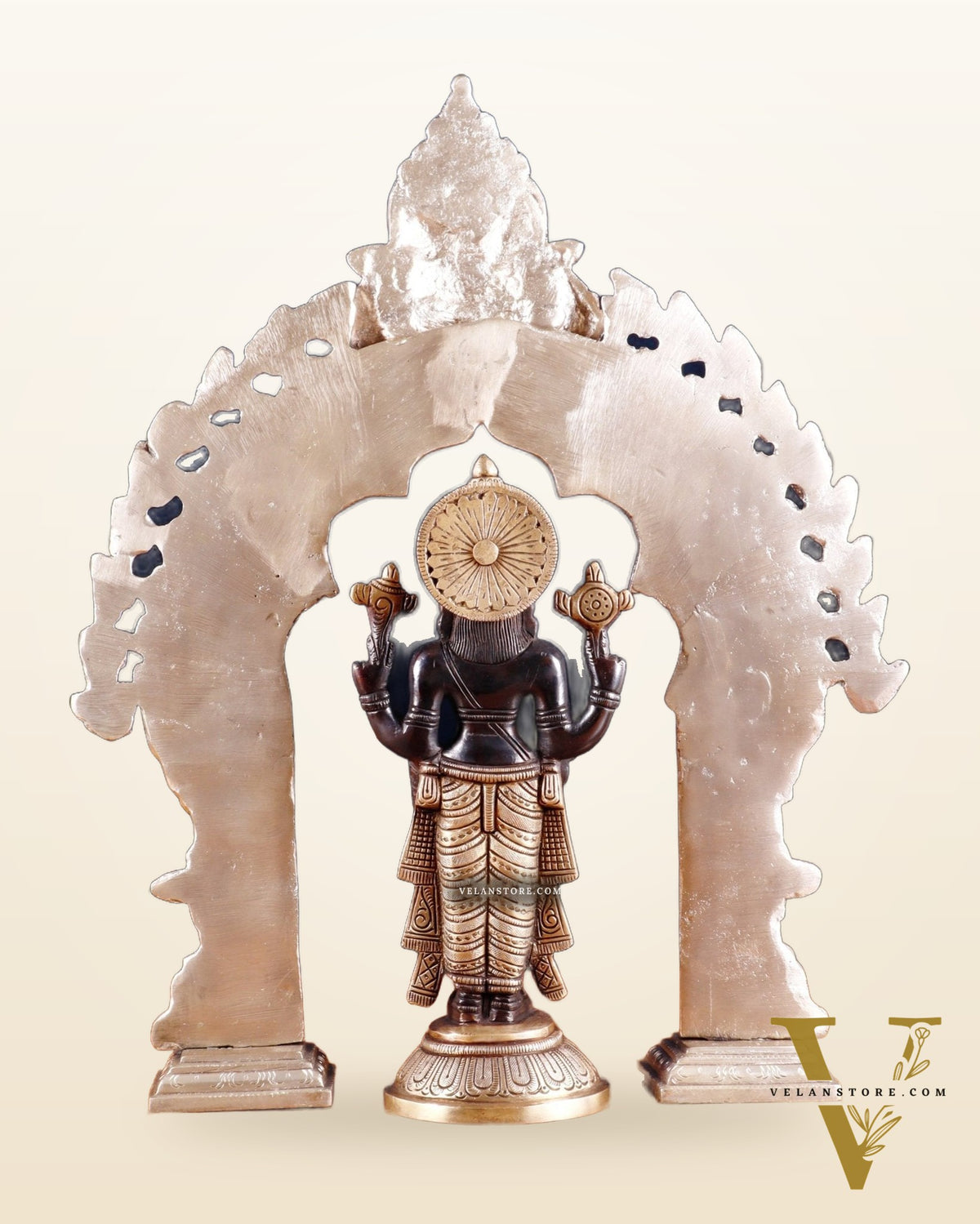 Exquisite Brass Black Tirupati Balaji Idol with Prabhavali arch Set 17"