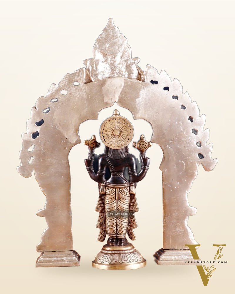 Exquisite Brass Black Tirupati Balaji Idol with Prabhavali arch Set 17"