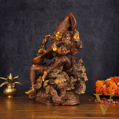 Exquisite Brass Bronze Finish Saraswati Idol - 16" Divine Sculpture
