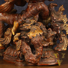 Exquisite Brass Bronze Finish Saraswati Idol - 16" Divine Sculpture