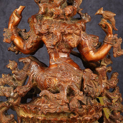 Exquisite Brass Bronze Finish Saraswati Idol - 16" Divine Sculpture