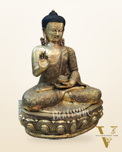Exquisite Brass Buddha Idol | Abhaya Mudra | 21.5 inches Height