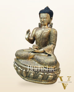 Exquisite Brass Buddha Idol | Abhaya Mudra | 21.5 inches Height