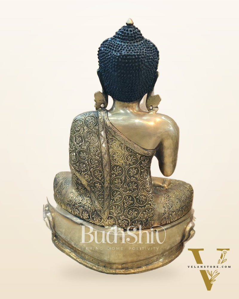 Exquisite Brass Buddha Idol | Abhaya Mudra | 21.5 inches Height