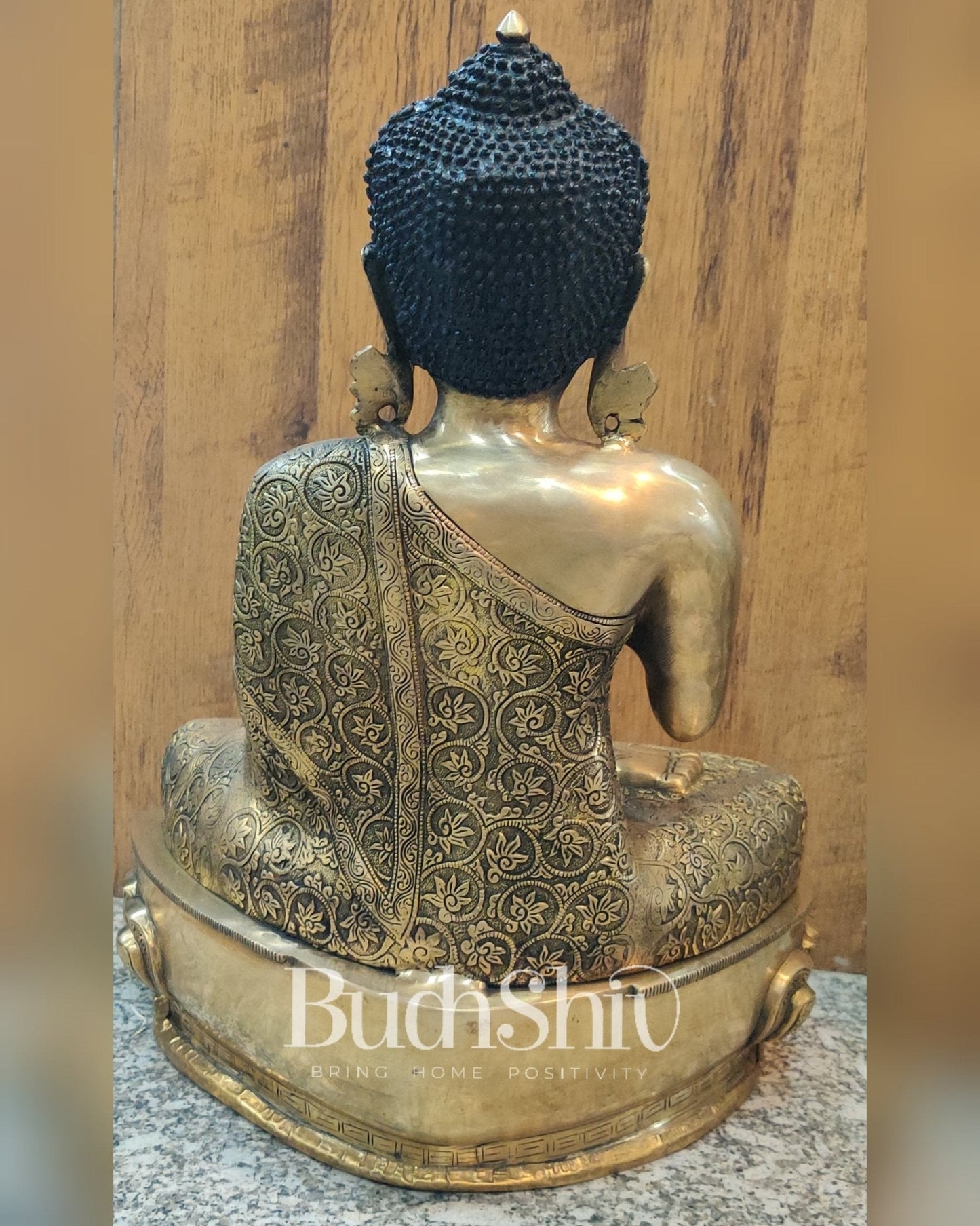 Exquisite Brass Buddha Idol | Abhaya Mudra | 21.5 inches Height