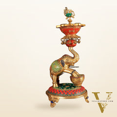 Exquisite Brass Dancing Elephant Lamp 18"