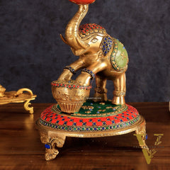 Exquisite Brass Dancing Elephant Lamp 18"