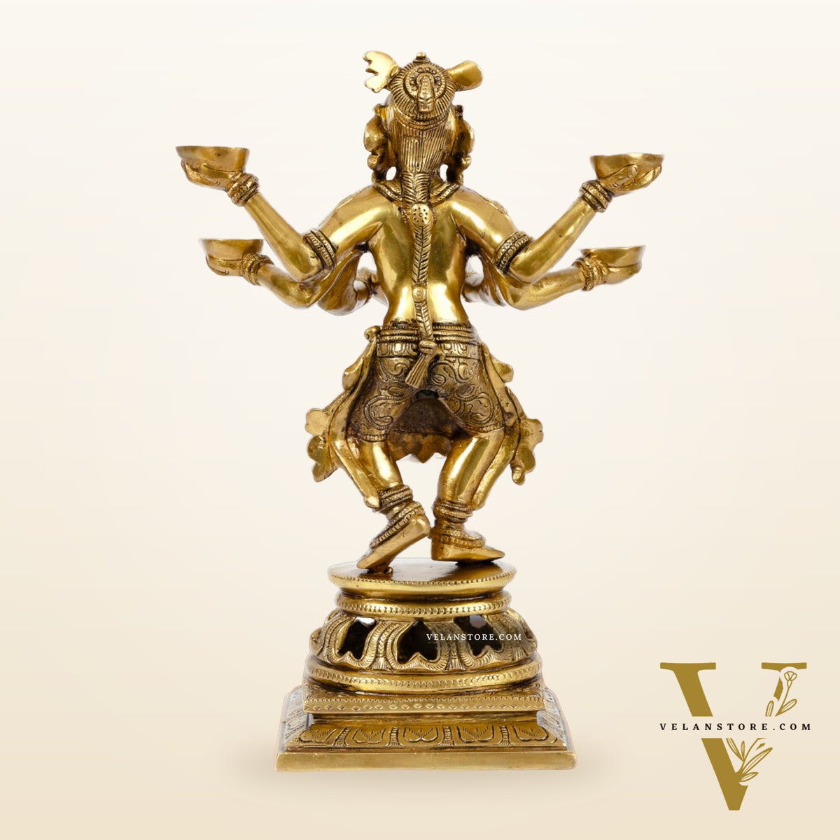 Exquisite Brass Deep Dancing Deep Lakshmi Pavaai Vilakku | 6 Arms | 14-inch