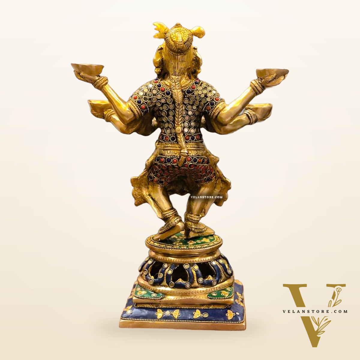 Exquisite Brass Deep Dancing Deep Lakshmi Pavaai Vilakku | 6 Arms | 14-inch SW