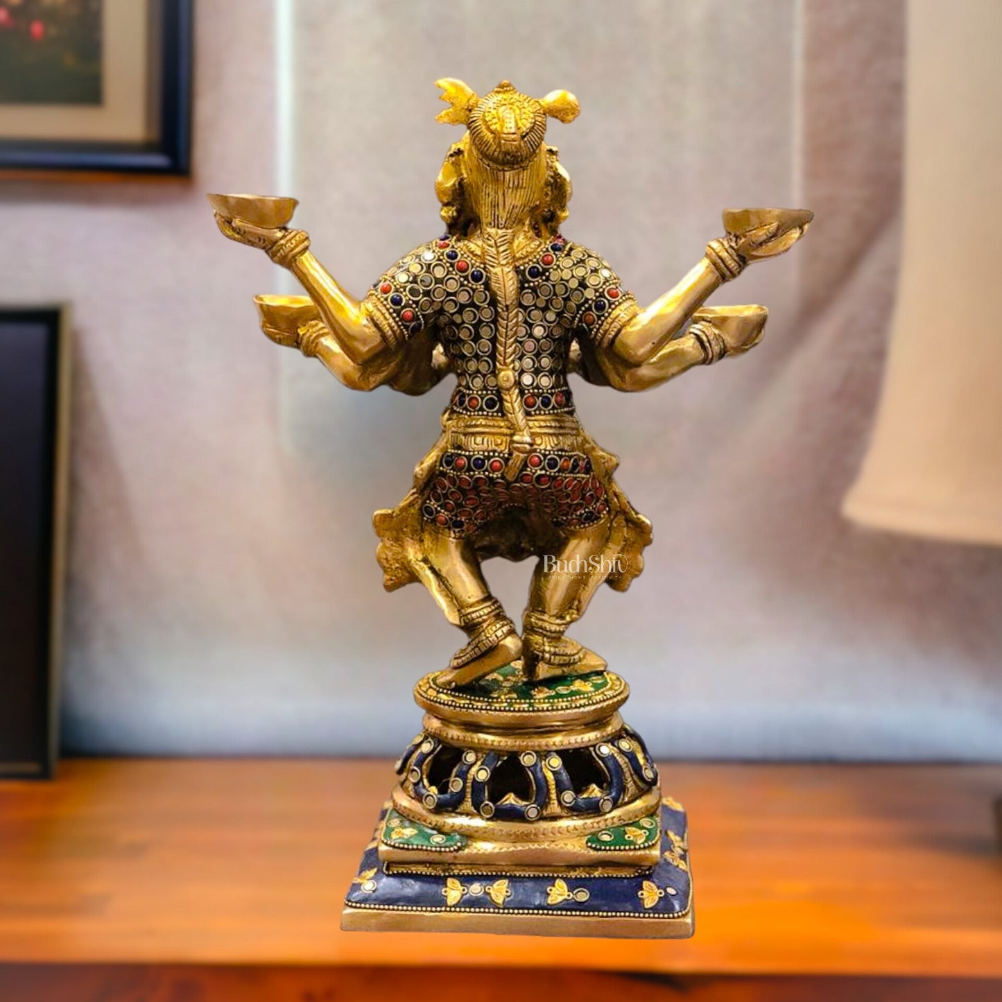 Exquisite Brass Deep Dancing Deep Lakshmi Pavaai Vilakku | 6 Arms | 14-inch SW
