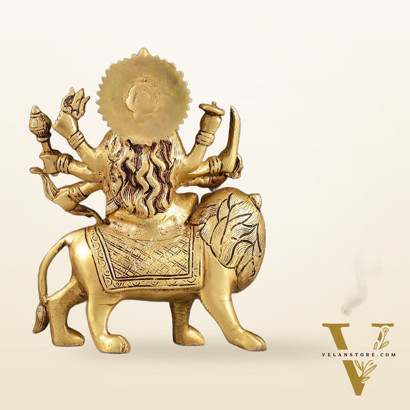 Exquisite Brass Durga Idol | Intricately Crafted 8.5"