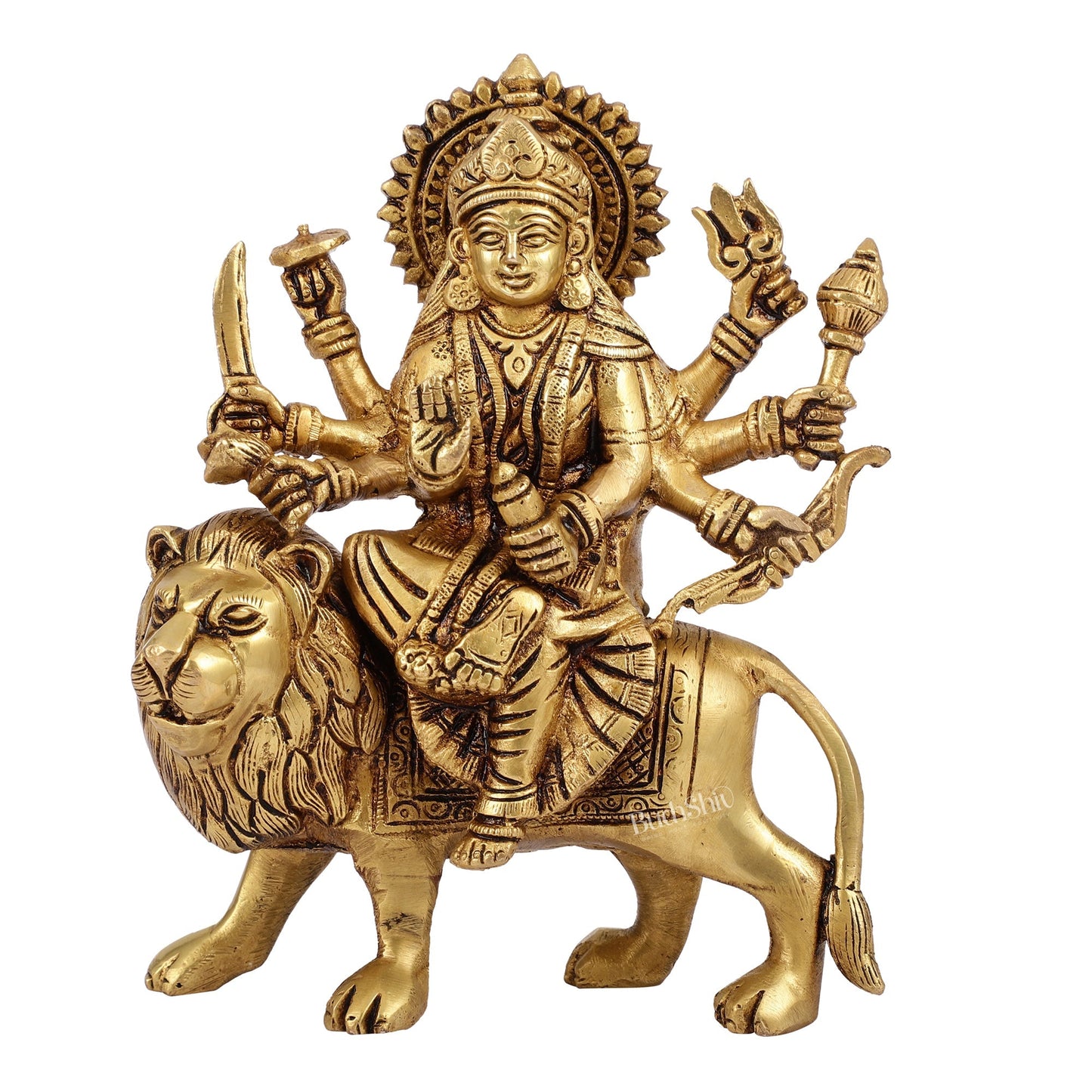 Exquisite Brass Durga Idol | Intricately Crafted 8.5"