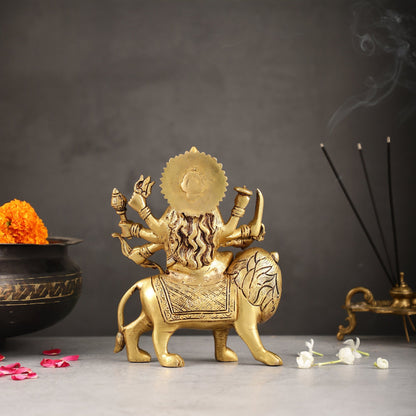 Exquisite Brass Durga Idol | Intricately Crafted 8.5"