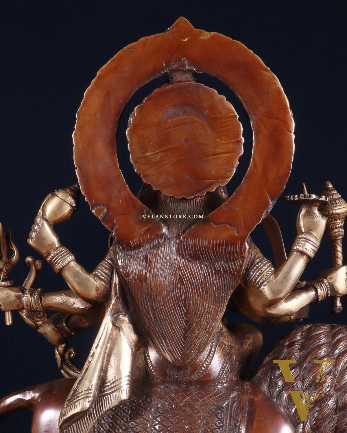 Exquisite Brass Durga Mata Idol | Devi Durga Sculpture | 15" brown tone