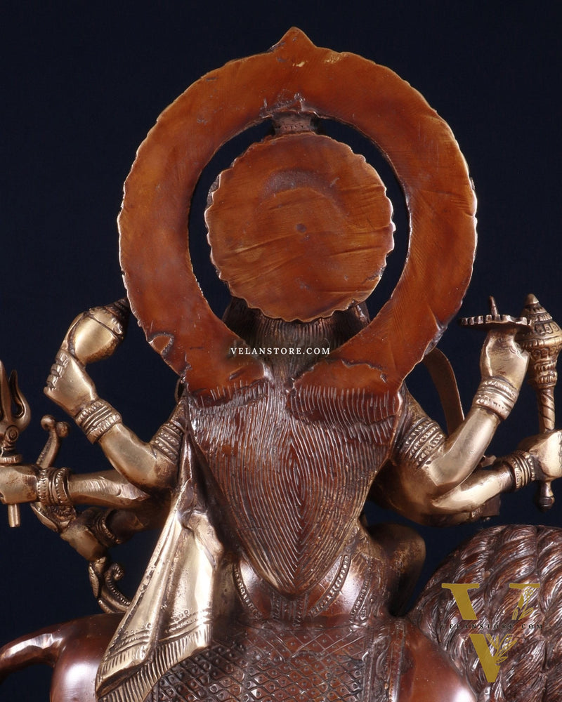 Exquisite Brass Durga Mata Idol | Devi Durga Sculpture | 15" brown tone