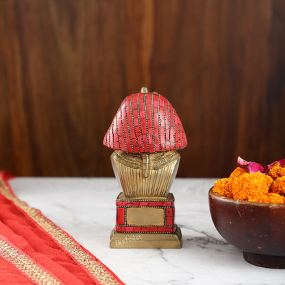 Exquisite Brass Egyptian Pharaoh Statue with Stonework | 7" Height