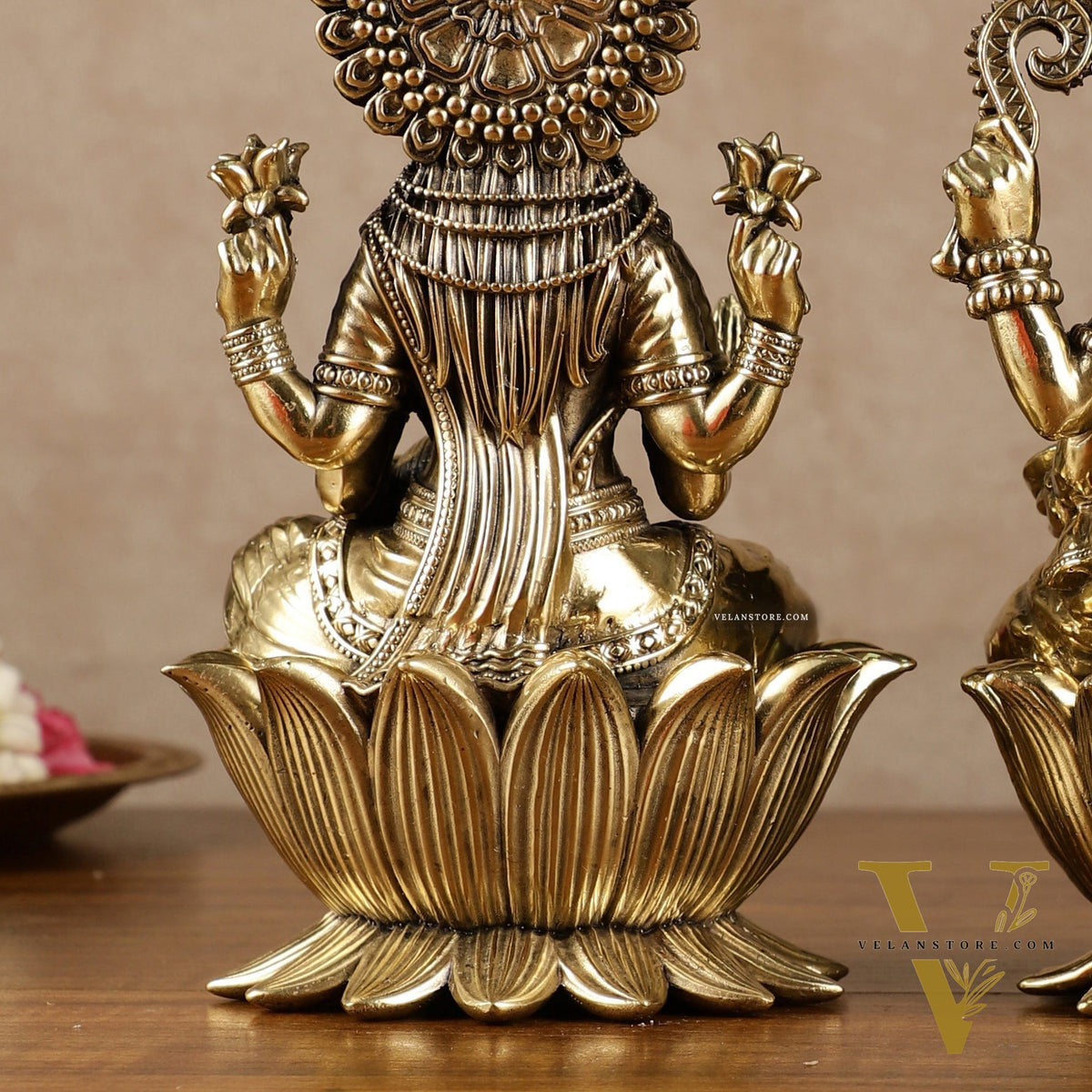Exquisite Brass Ganesh Lakshmi Idol Pair | 8 Inch