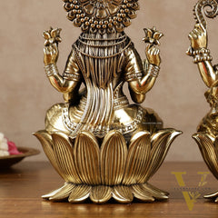 Exquisite Brass Ganesh Lakshmi Idol Pair | 8 Inch