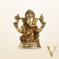 Exquisite Brass Ganesha Idol | Height 4 inch