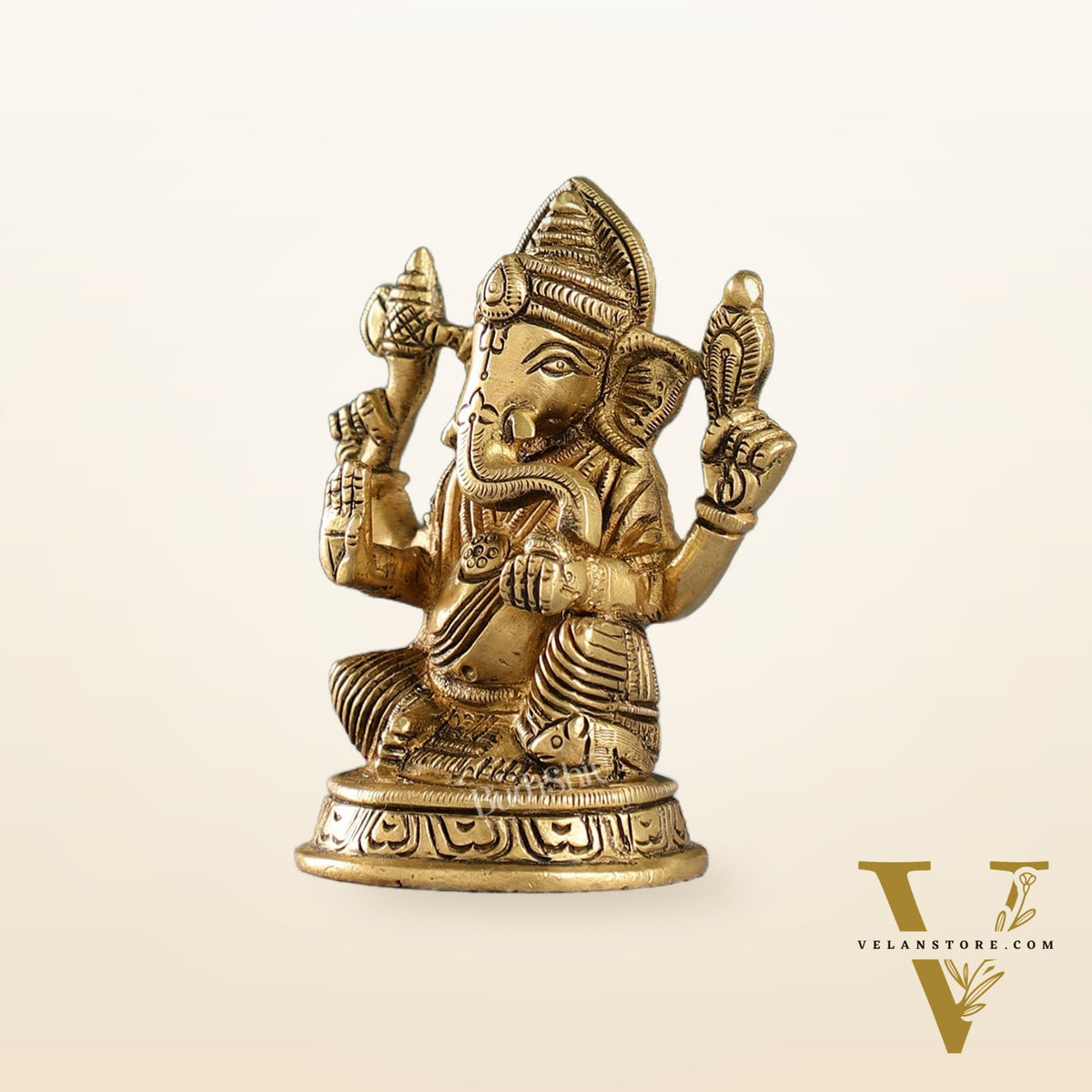 Exquisite Brass Ganesha Idol | Height 4 inch