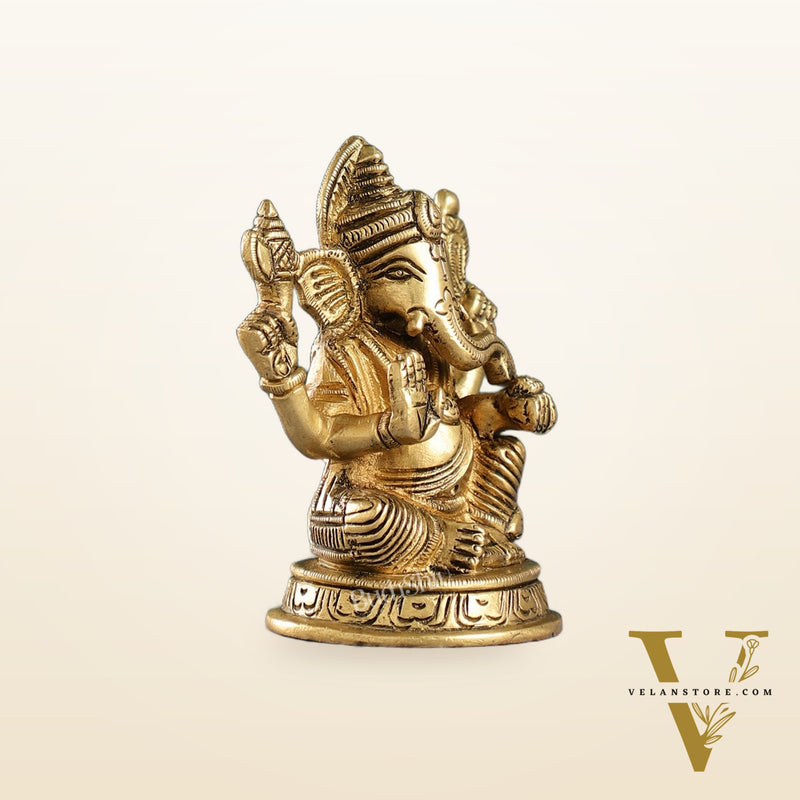 Exquisite Brass Ganesha Idol | Height 4 inch