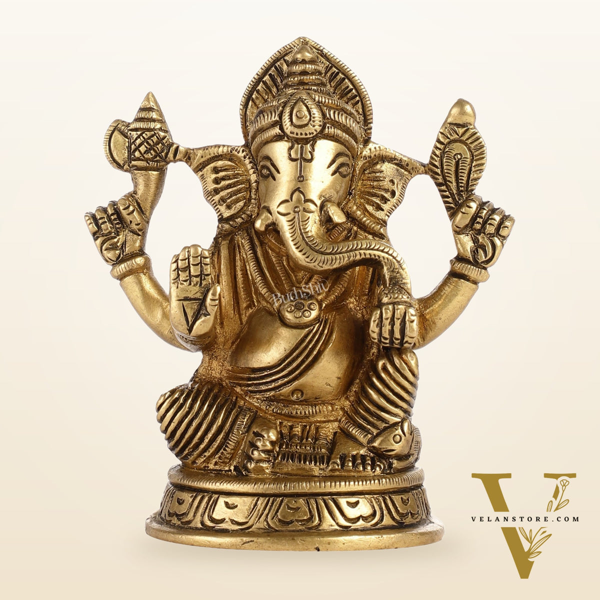 Exquisite Brass Ganesha Idol | Height 4 inch