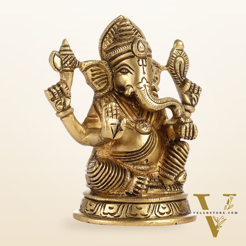 Exquisite Brass Ganesha Idol | Height 4 inch
