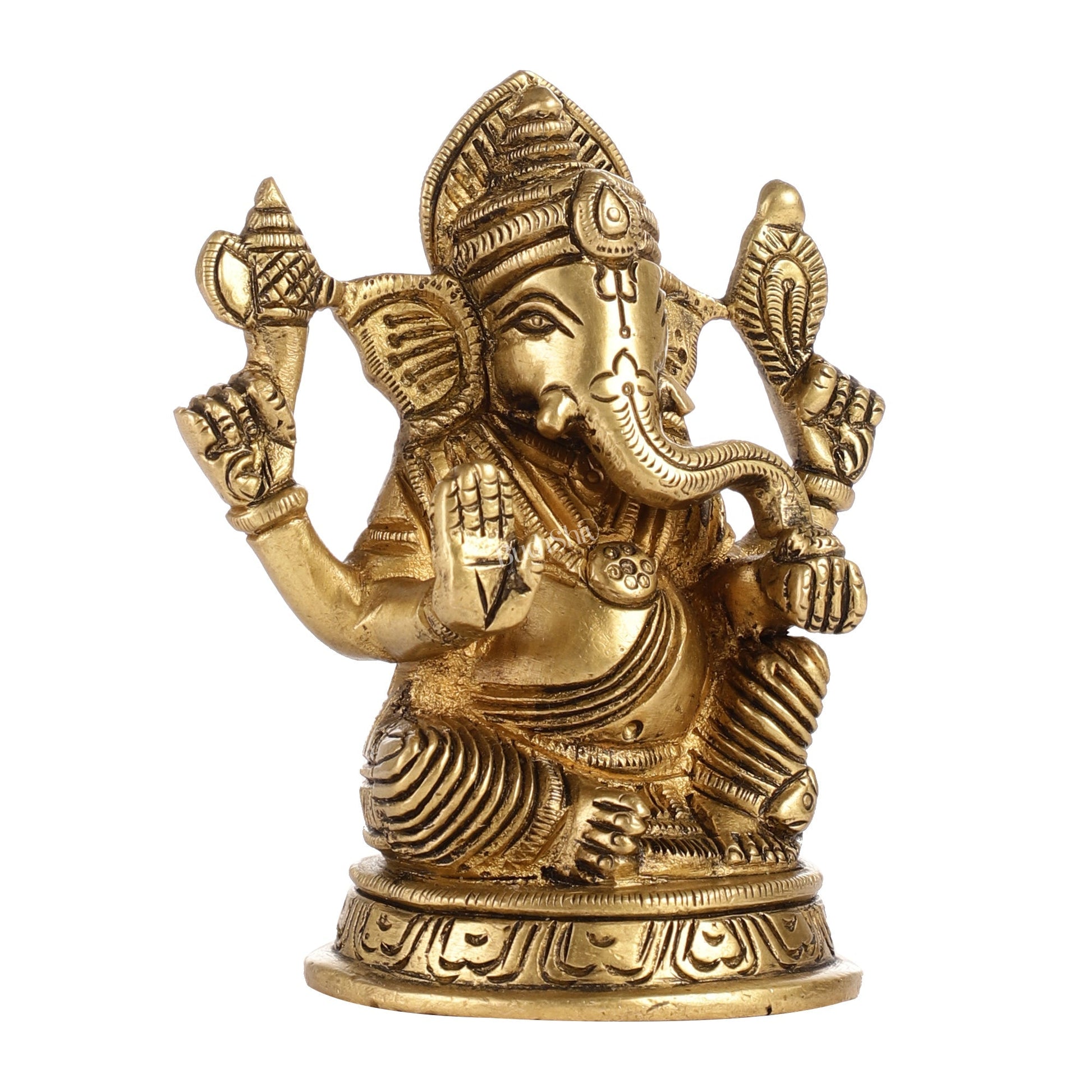 Exquisite Brass Ganesha Idol | Height 4 inch