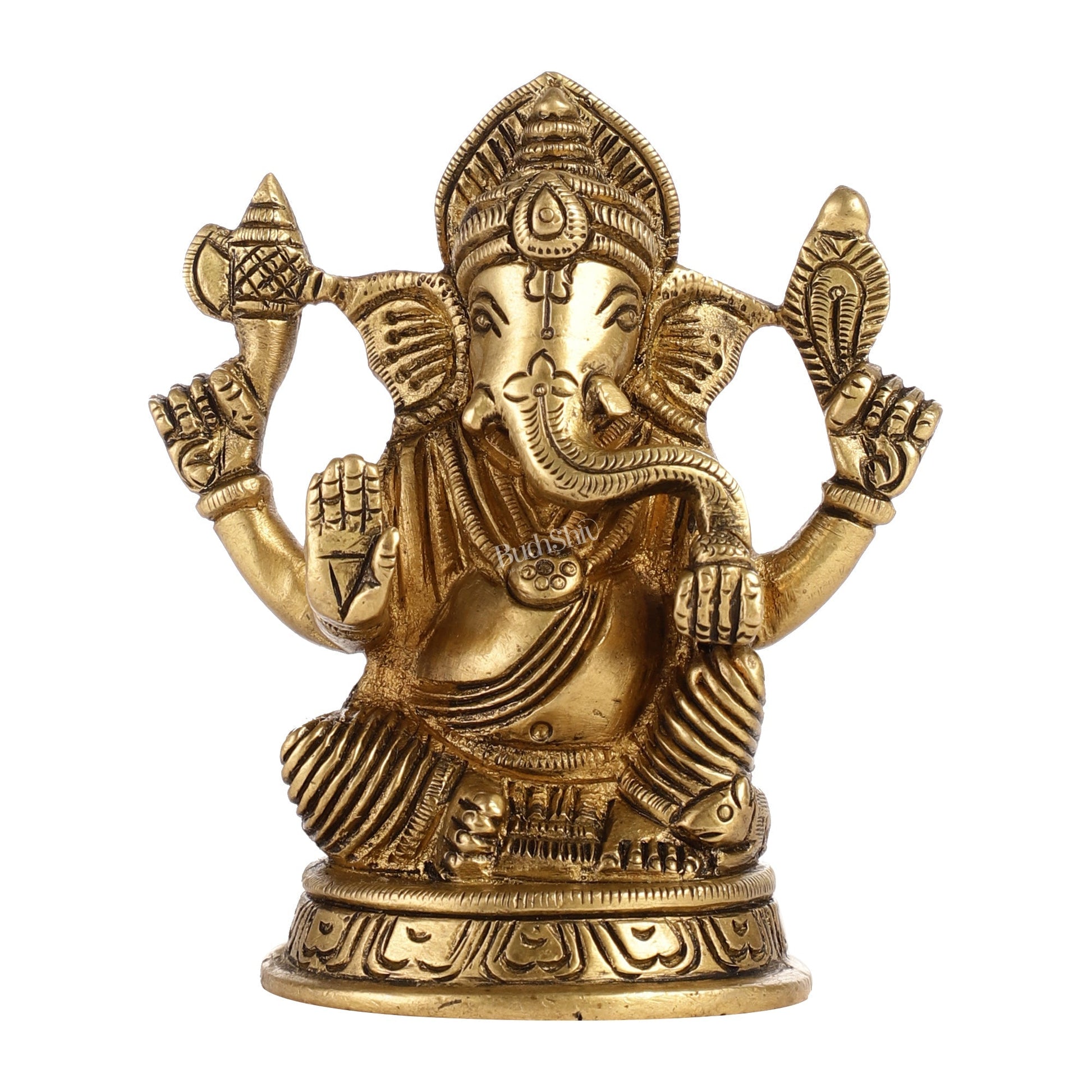 Exquisite Brass Ganesha Idol | Height 4 inch