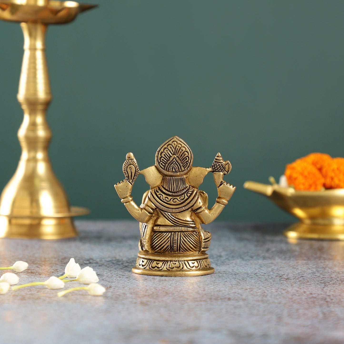 Exquisite Brass Ganesha Idol | Height 4 inch