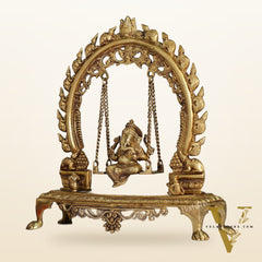 Exquisite Brass Ganesha swing with Mouse Frame | 16" Height | Handcrafted