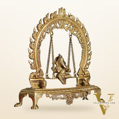 Exquisite Brass Ganesha swing with Mouse Frame | 16" Height | Handcrafted