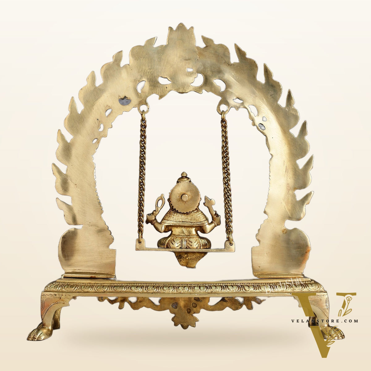 Exquisite Brass Ganesha swing with Mouse Frame | 16" Height | Handcrafted