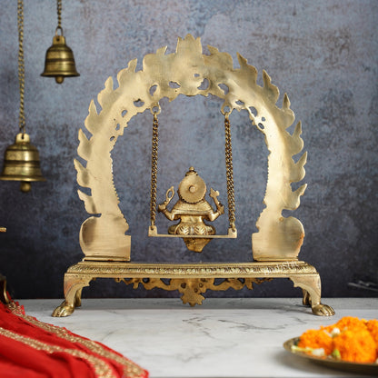 Exquisite Brass Ganesha swing with Mouse Frame | 16" Height | Handcrafted