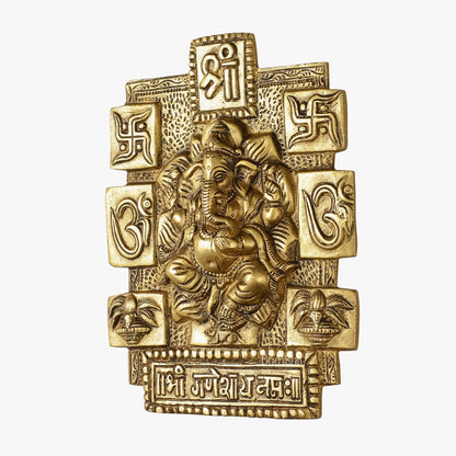 Exquisite Brass Ganesha Wall Hanging - 7 Inch