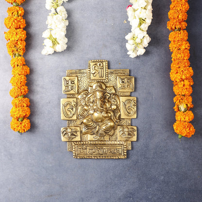 Exquisite Brass Ganesha Wall Hanging - 7 Inch