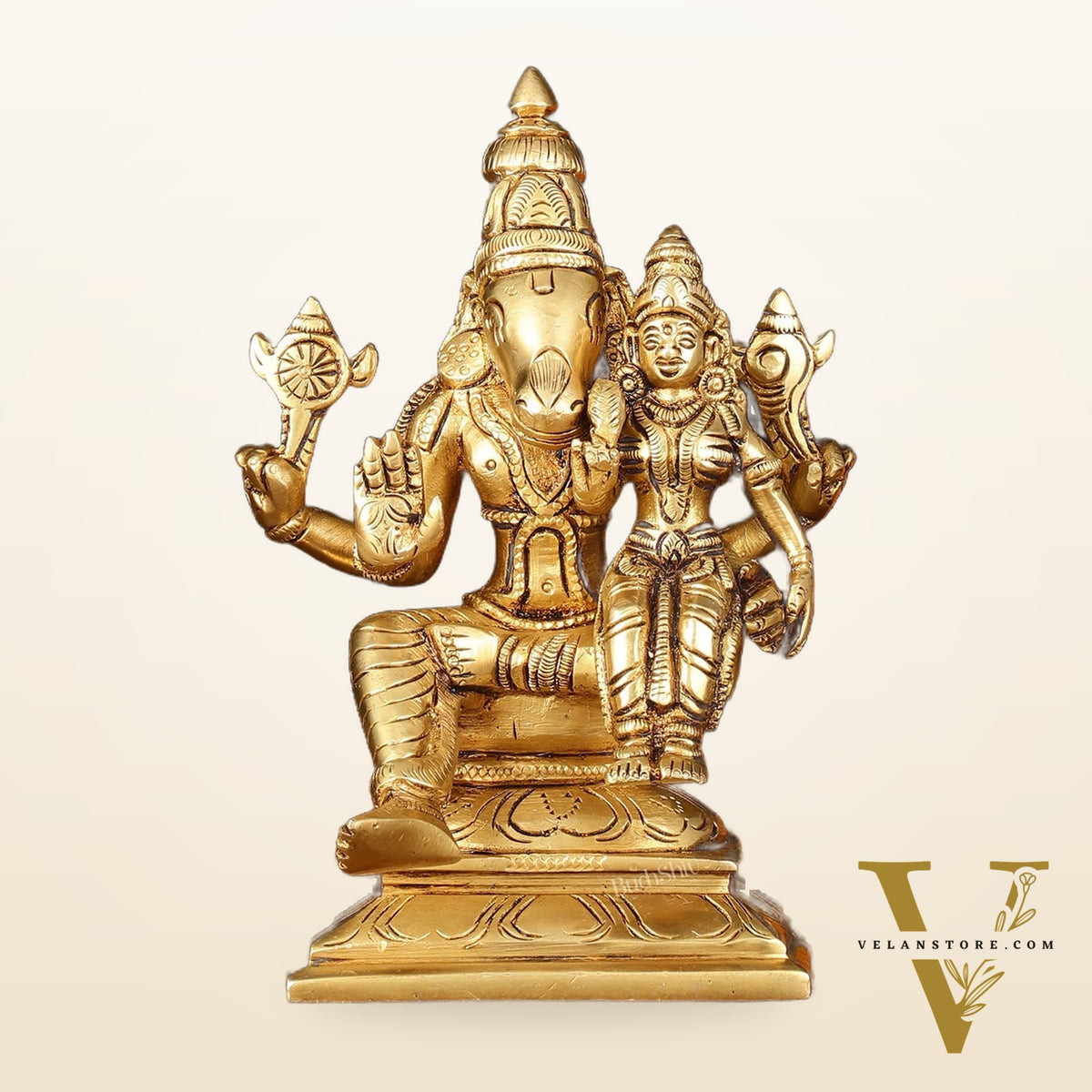 Exquisite Brass Hayagriva Lakshmi Statue - 6" Divine Craftsmanship