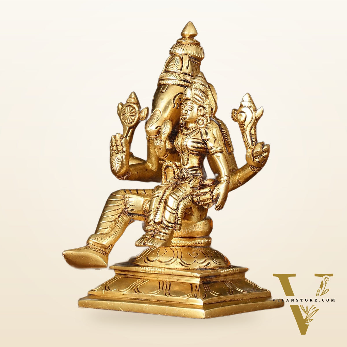 Exquisite Brass Hayagriva Lakshmi Statue - 6" Divine Craftsmanship