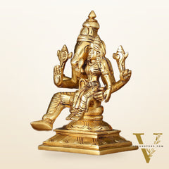 Exquisite Brass Hayagriva Lakshmi Statue - 6" Divine Craftsmanship
