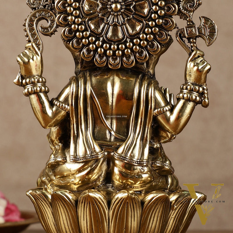 Exquisite Brass Idol of Lord Ganesha | 8 Inch