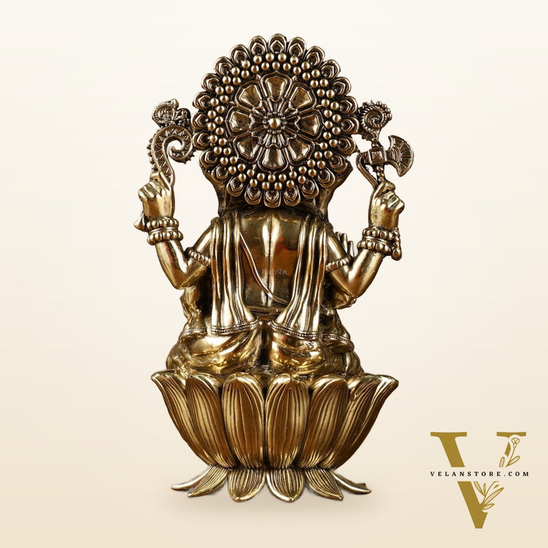 Exquisite Brass Idol of Lord Ganesha | 8 Inch
