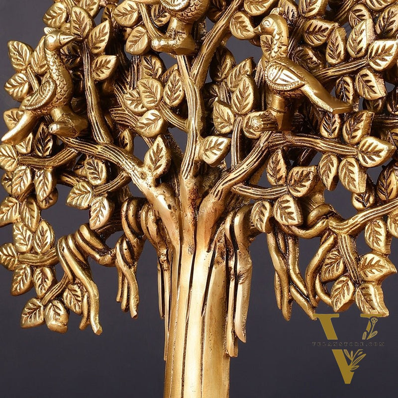 Exquisite Brass Kalpavriksha Tree of Life Showpiece - Table Standing | Height 12"