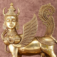 Exquisite Brass Kamdhenu Cow with calf  Statue | 16.5"