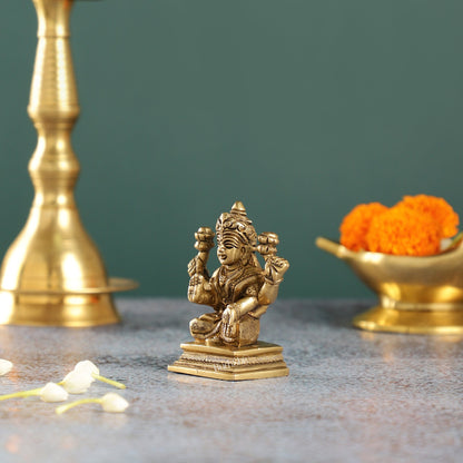 Exquisite Brass Lakshmi Idol | Height 3.5 inch