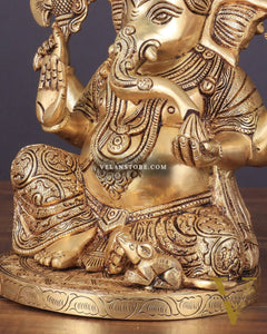 Exquisite Brass Lord Ganesha statue 11 inch with enhanced carvings